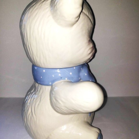 Teddy Bear Blue Ribbon Hand Craft by Cresteramics Creston BC Cookie jar - Picture 3 of 12